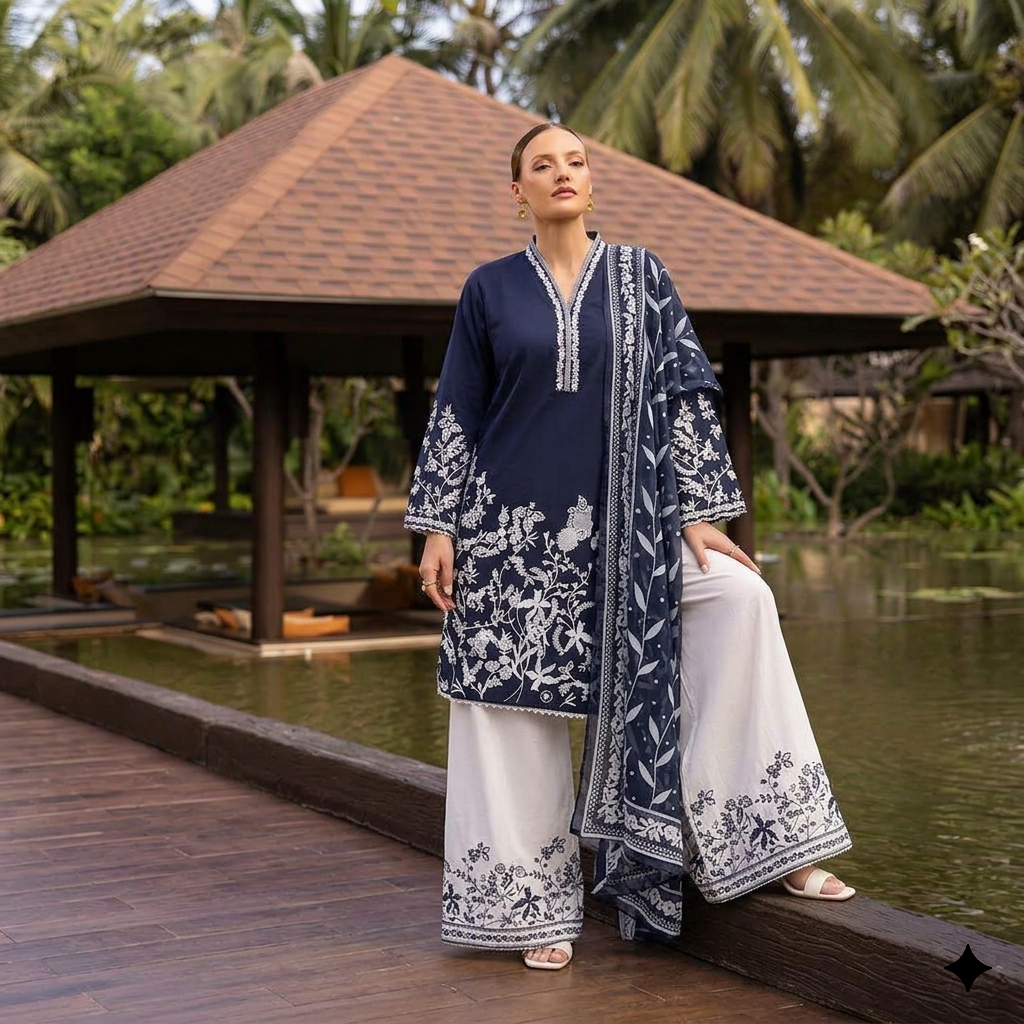 Embroidery Winter Cotton Saira | 3-Pc Stitched