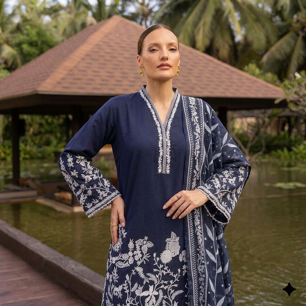 Embroidery Winter Cotton Saira | 3-Pc Stitched