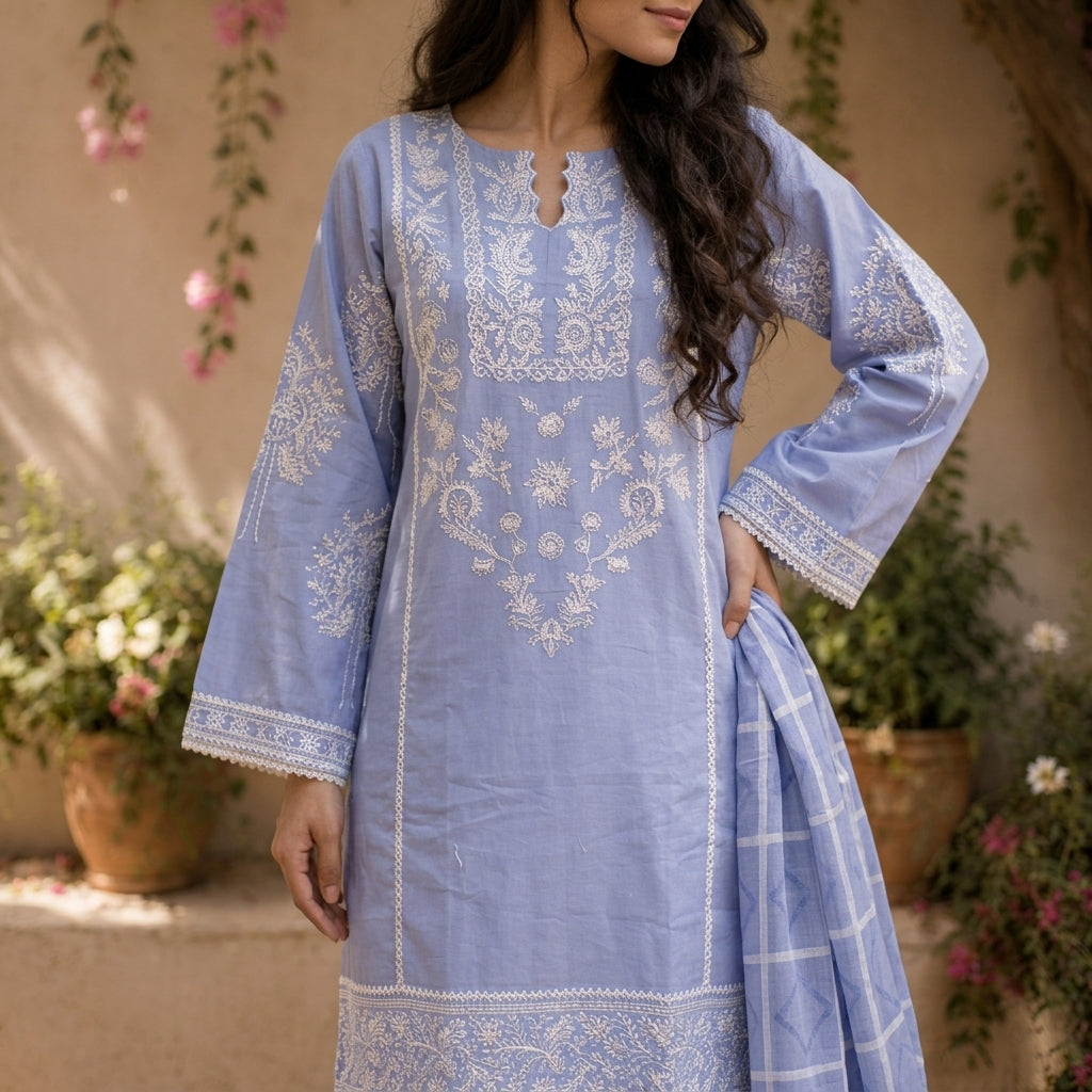 Embroidery Winter Cotton Rania | 3-Pc Stitched