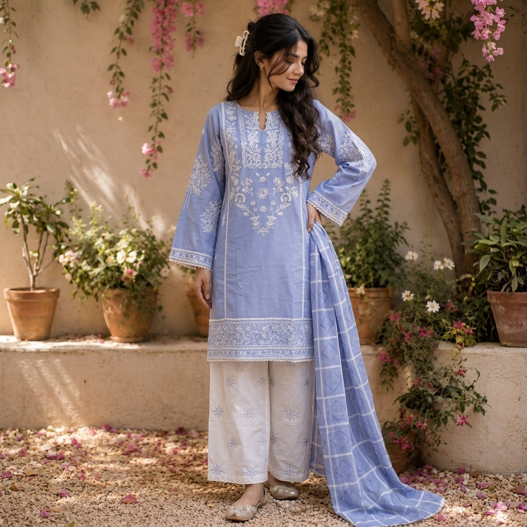 Embroidery Winter Cotton Rania | 3-Pc Stitched